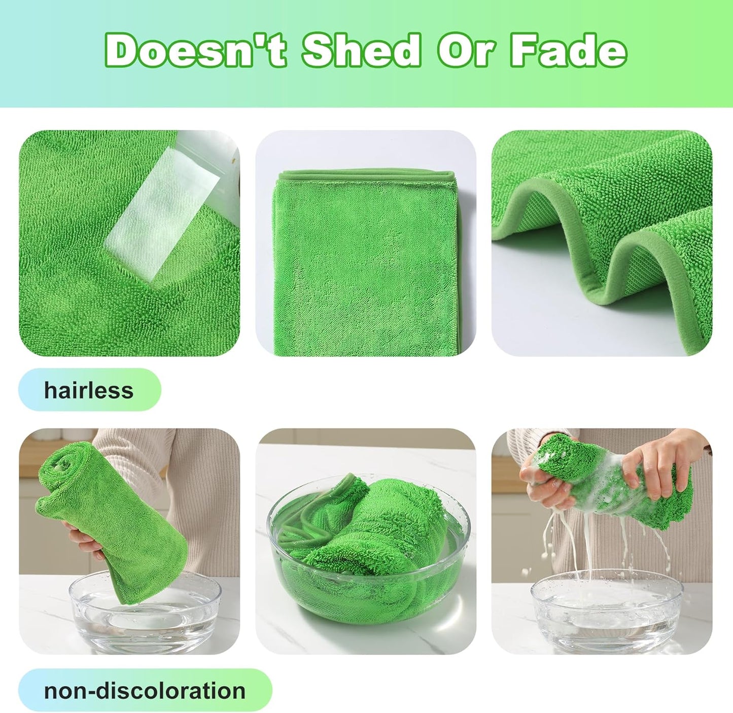 JOYMOOP Car Dry Towel, Quick Drying, Medium Size, Polyester Fiber & Polyamide Fiber, Green, 35.4 x 23.6 Inches, 1 Pack for Boates, RVs, SUVs, Trucks, Cars