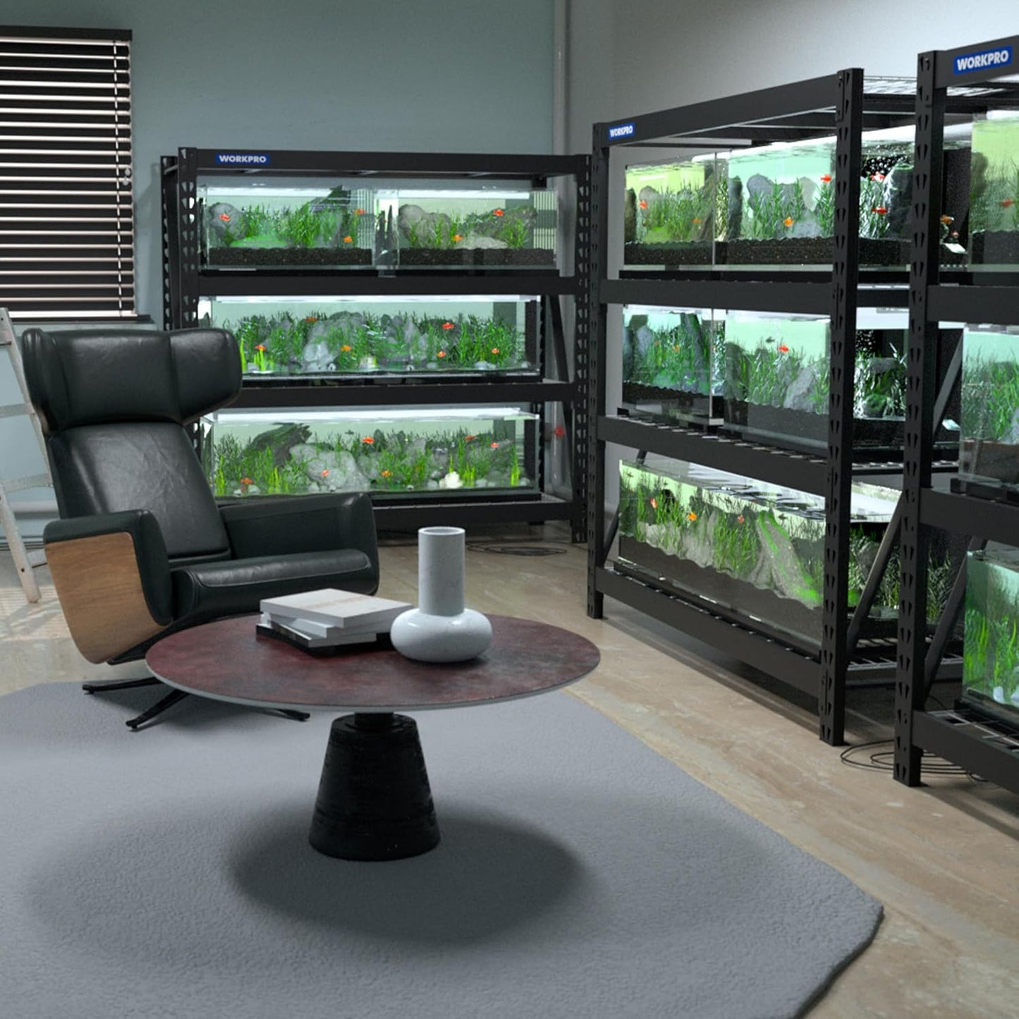 WORKPRO Garage Shelving, 68" W x 24" D x 65" H, 7200 LBS Load, Heavy Duty Metal Shelving for Storage, Industrial Shelving Storage Rack for Warehouse Kitchen Shop Basement, Black, Pack of 10