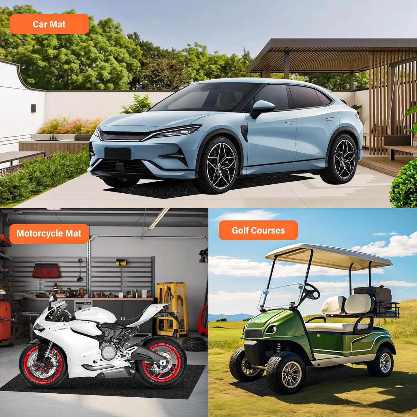 60" x 72" Heavy Duty Oil Spill Mat, Garage Floor Mat for Under Car, 1/4 Inch Thicked Waterproof Rubber Backing Mat Protect Floor, Reusable Oil Drip Leak Absorbent Pads