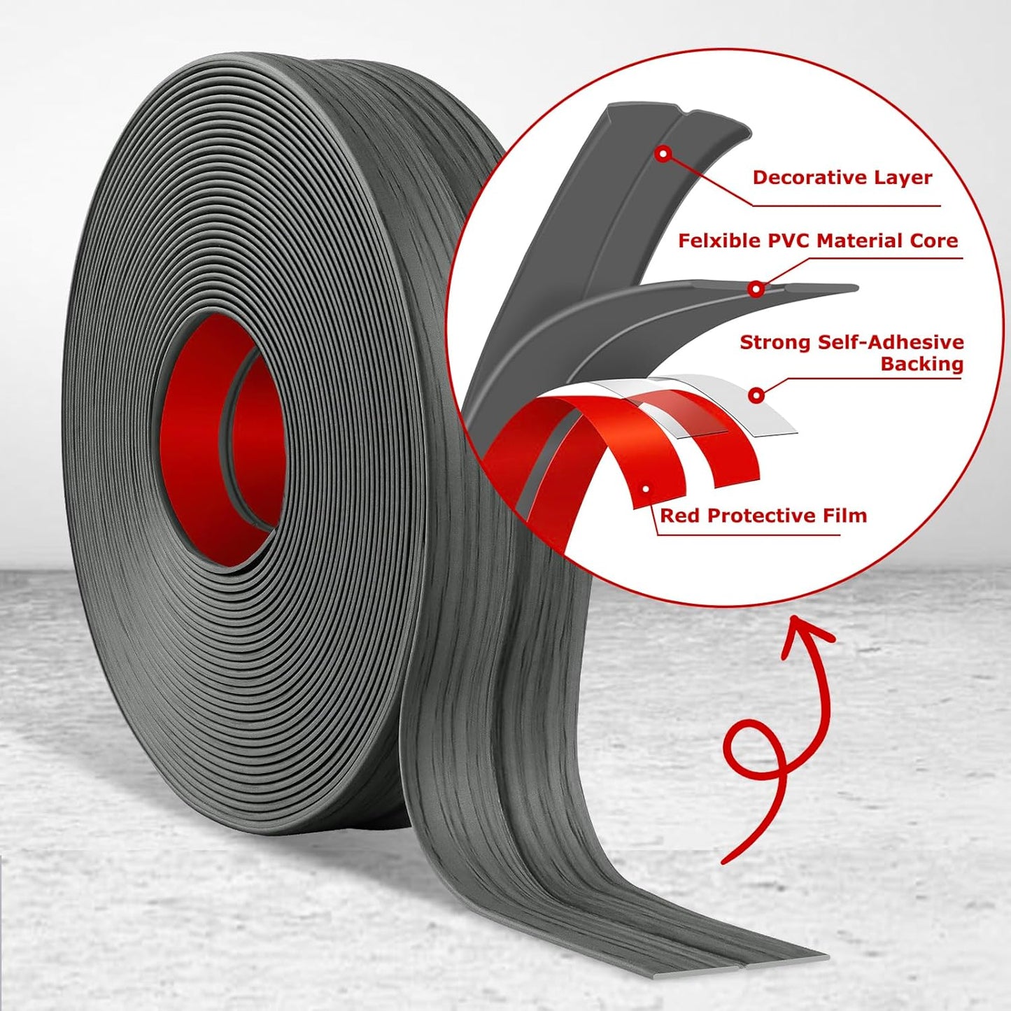 Flexible Wall Corner Protector Moulding Trim Peel and Stick Wall Corner Guards Edge Protector Self Adhesive Molding Trim Strip for Edge Ceiling (Deep Gray Wood Grain, 1.6 in x 10 Ft)