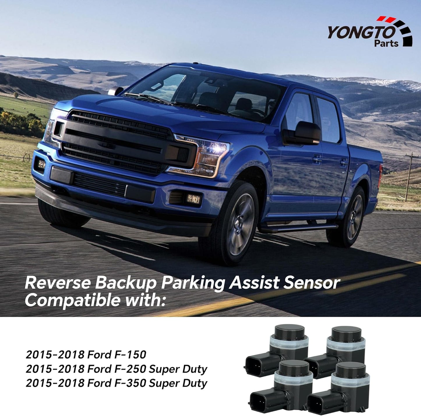 HC3Z15K859A 4Pcs Reverse Backup Parking Assist Sensor Compatible with Ford F-150, F-250/F-350 Super Duty 2015-2018 Replace OE FL3Z15K859AAPTM FL3Z-15K859-B HC3T-15K859-EA