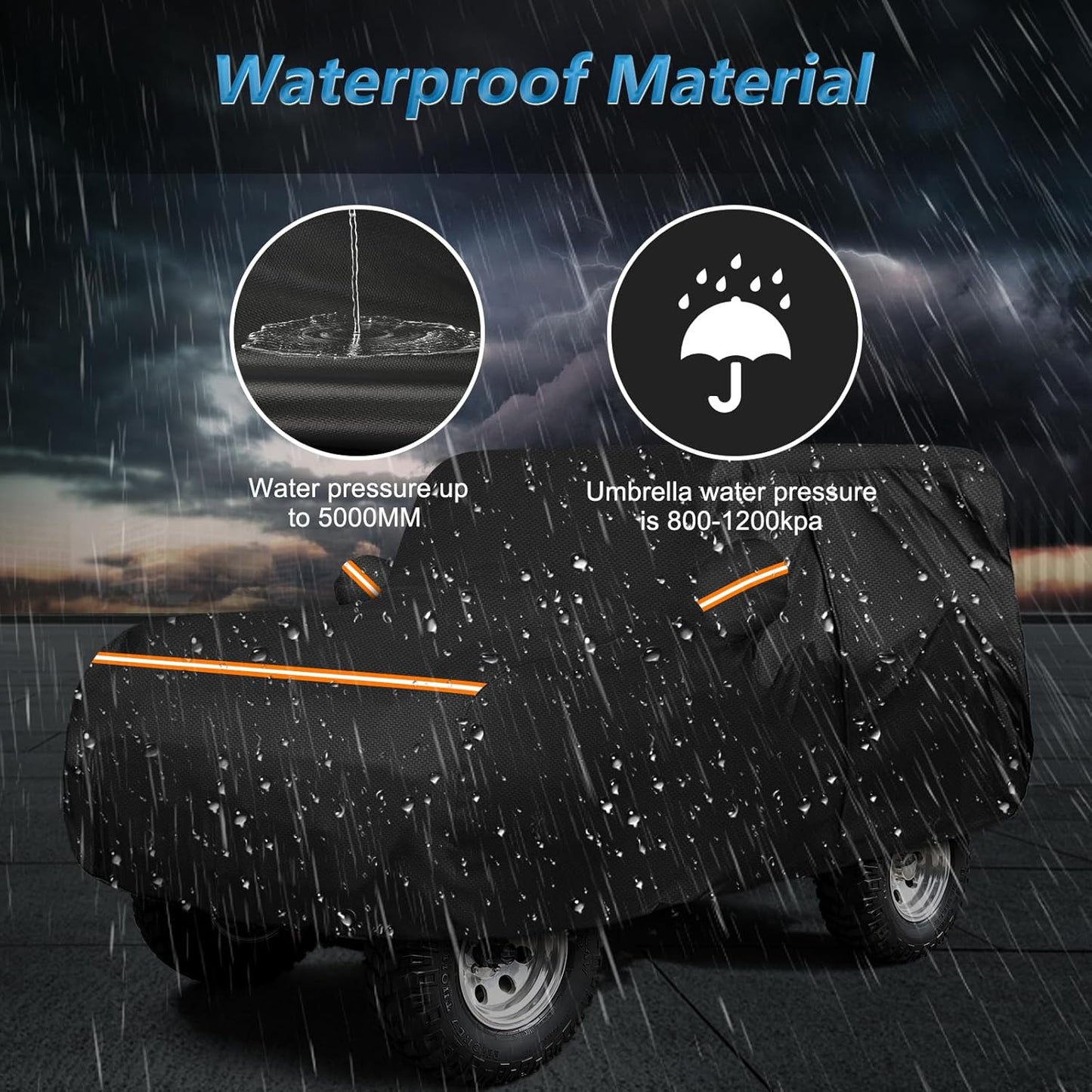 Car Cover for Jeep CJ5 1955-1983, Waterproof 210D Oxford Cloth and Cotton Cover Outdoor Full Car Covers with Zipper Windproof Heavy Duty All Weather with Wind, Sun, UV and Dust Protectio