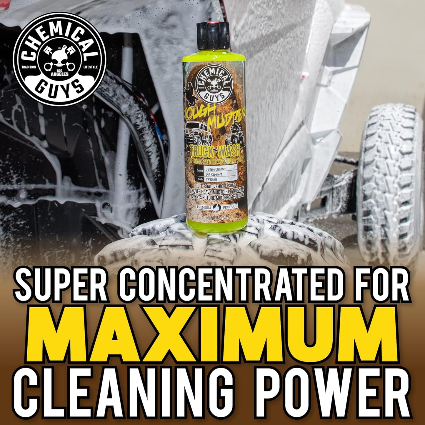 Chemical Guys CWS20264 Tough Mudder Foaming Truck, Off Road, ATV and RV Heavy Duty Wash Soap,(Works with Foam Cannons, Foam Guns or Bucket Washes), 64 fl oz (Half Gallon), Lemon Scent