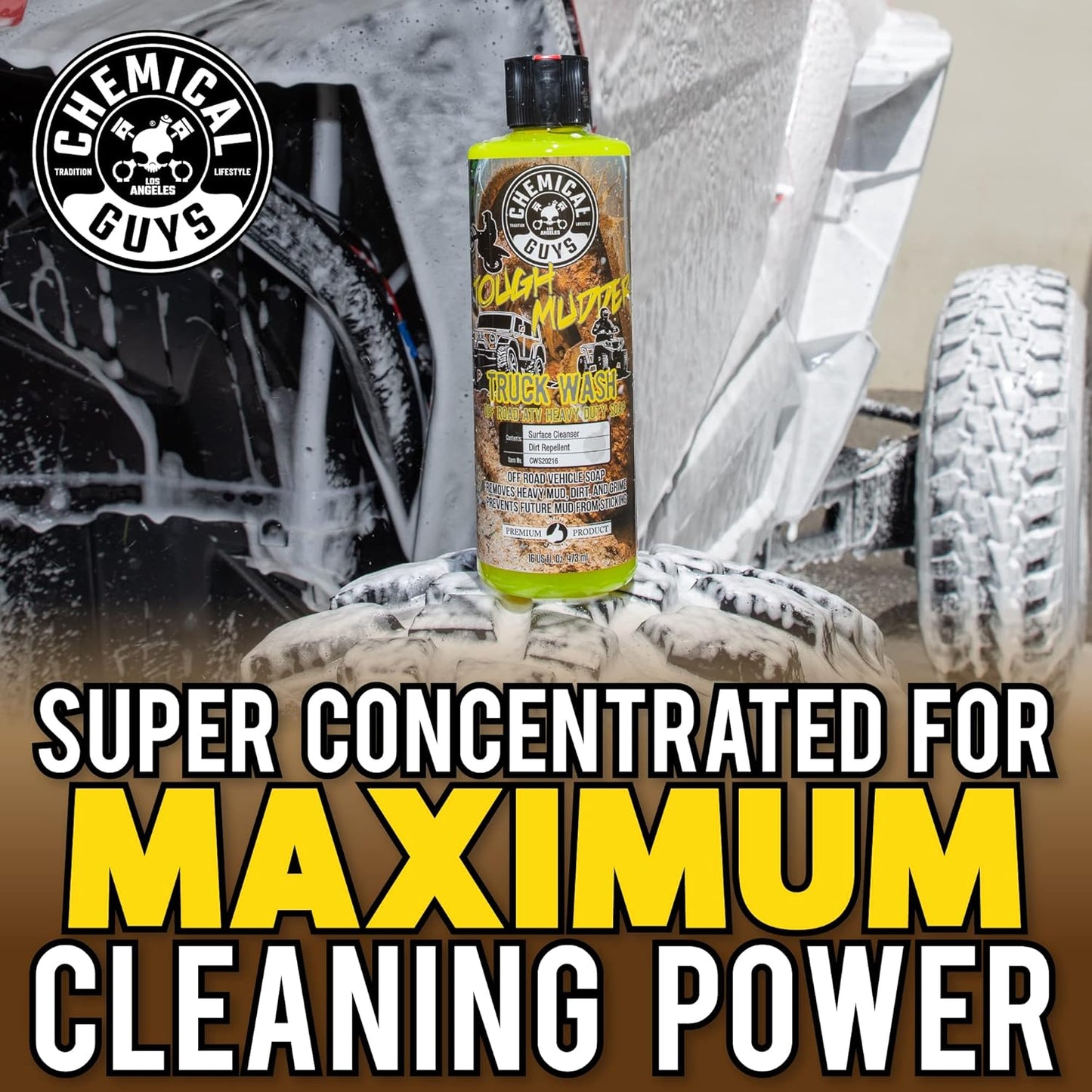 Chemical Guys CWS202 Tough Mudder Foaming Truck, Off Road and ATV and RV Heavy Duty Wash Soap, (Works with Foam Cannons, Foam Guns or Bucket Washes), 128 fl oz (1 Gallon), Lemon Scent
