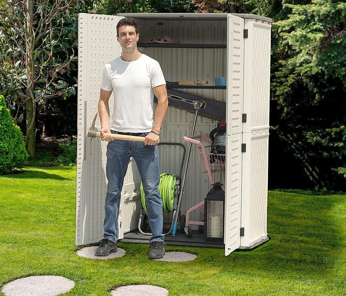 KINYING Metal Laminate Shelving for 26 Cu.ft Horizontal Storage Shed, One Shelf to Hold 44 lbs, 46 in * 15 in, One Piece in The Package with 4 Screws, 11LBS