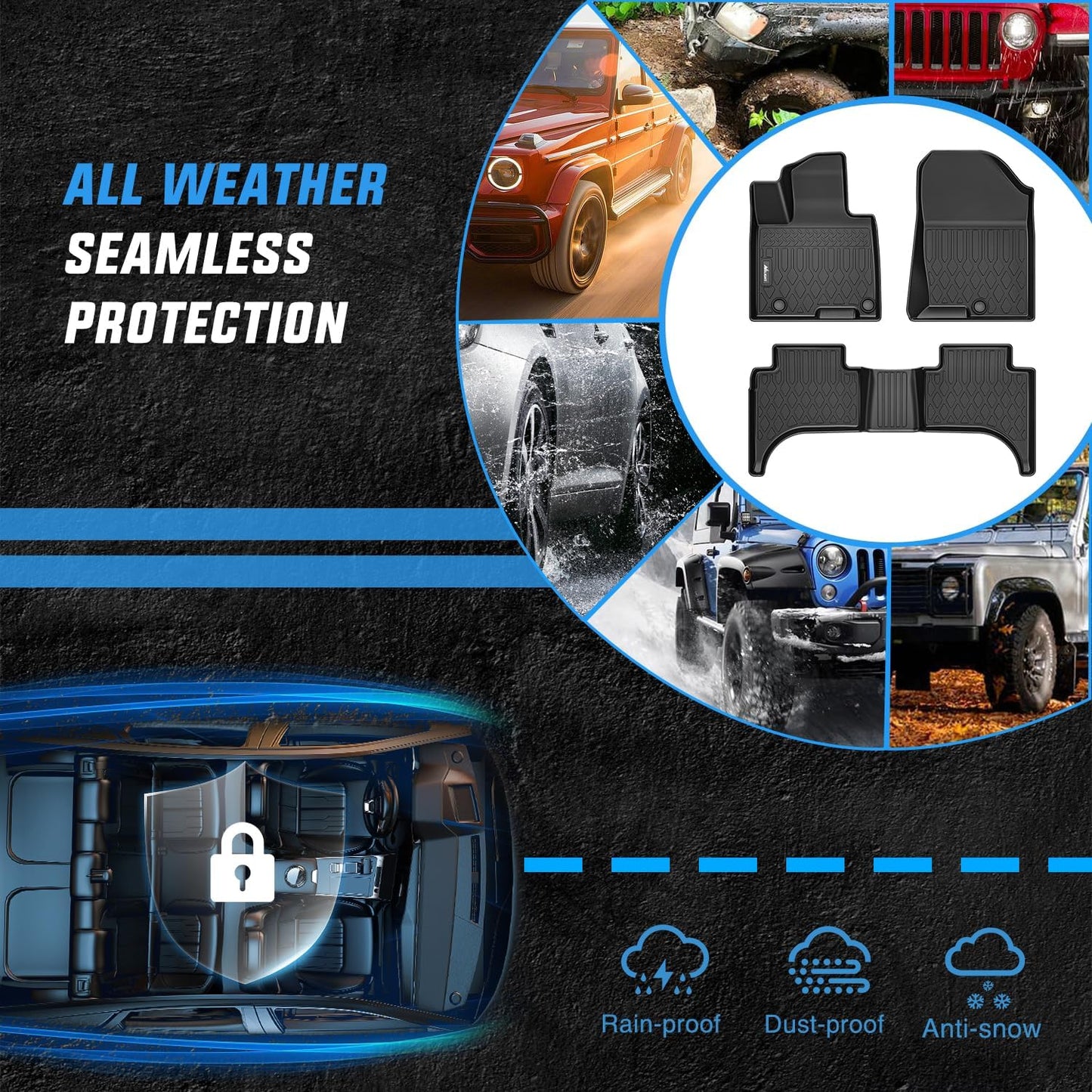 Nilight Floor Mats for Hyundai Santa Cruz 2022 2023 2024 2025 All Weather Custom Fit Heavy Duty Floor Liners