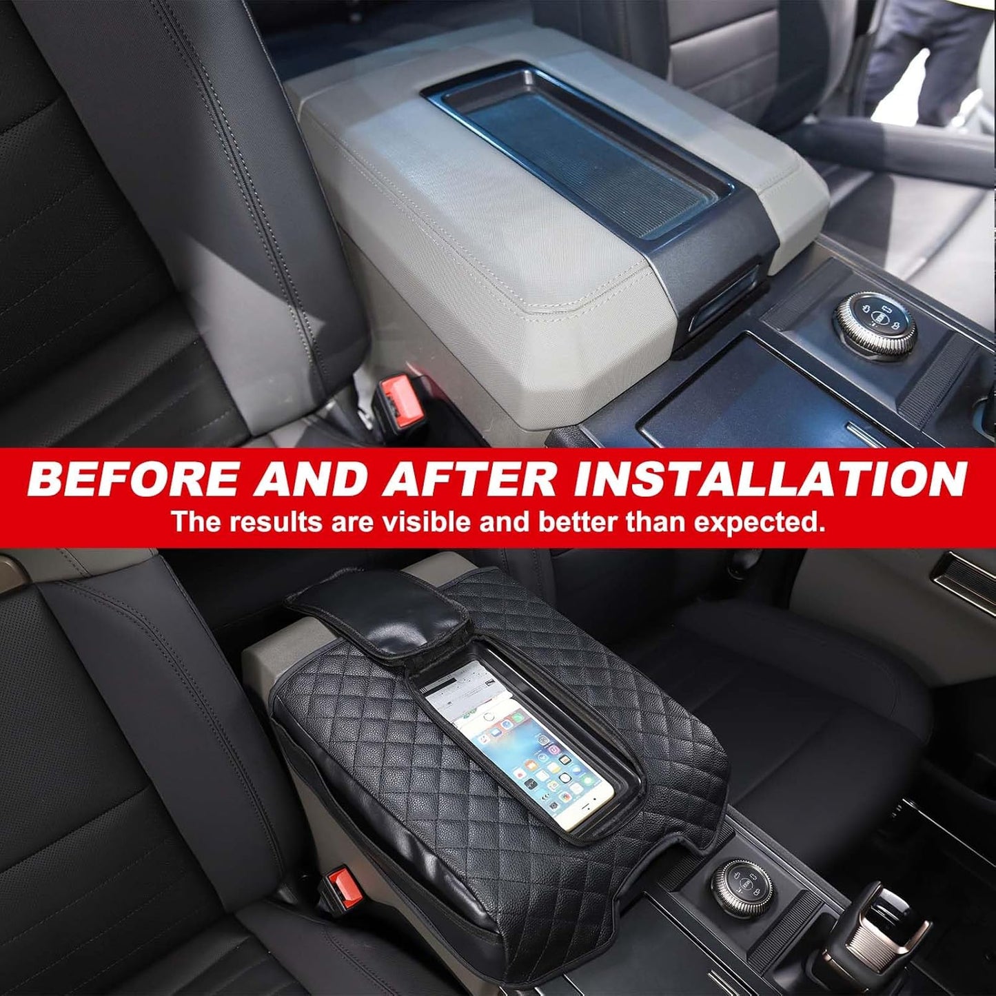 Upgraded Car Center Console Cover for Hummer EV Accessories Microfiber Leather Car Armrest Cover Cushion with Storage Bags Car Armrest Storage Box for Hummer EV Pickup SUV 2022-2024 2025+