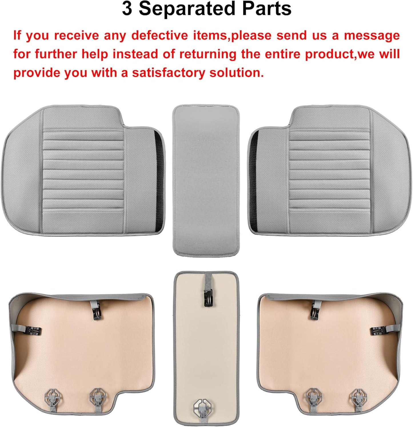 Back Seat Covers, Rear Seat Cushions, Auto Bench Protector with Breathable PU Leather and Non-Slip Bottom Universal for 4 Season (Gray, 61" x 20. 5")