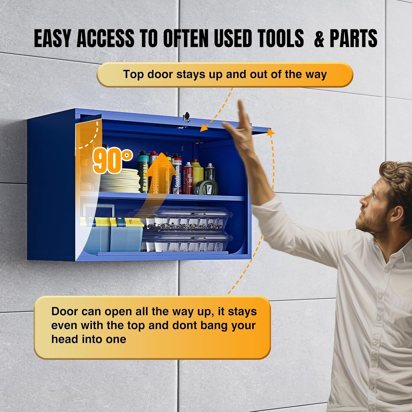 Metal Wall Storage Cabinet 22'' Tall Wall-Mounted Steel Garage Cabinet Adjustable Shelf Wall Shelf Metal Garage Locker Storage Rack Small Tool Chest Trailer Assembly Required