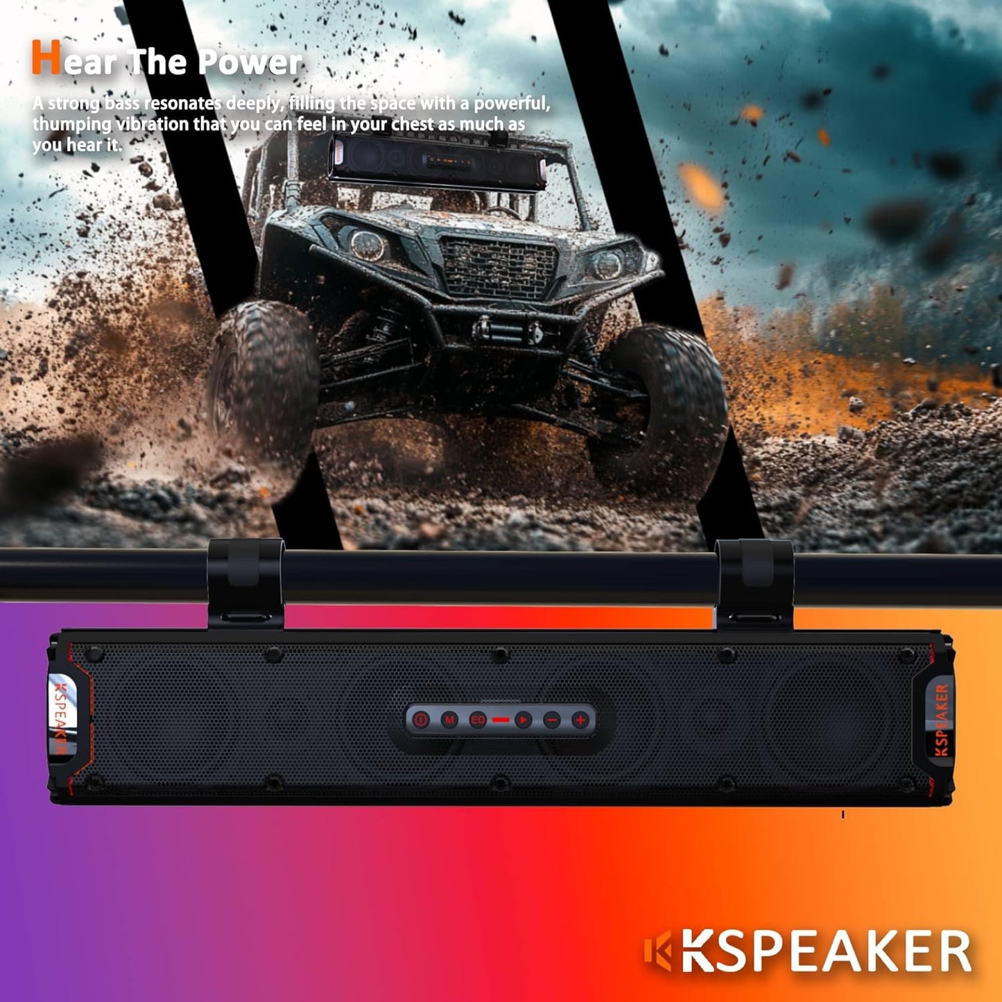UTV Sound Bar ATV Sound Bar Golf Cart Soundbar UTV Speakers ATV Speaker Fourwheeler Speaker Marine RZR Boat Polaris Can Am