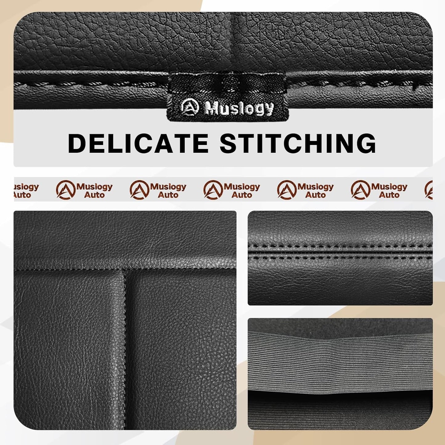 Muslogy Center Console Armrest Cover Compatible with Ford F250 F350 F450 2011-2016 Super Duty Comfort Armrest Pad Arm Rest Cushion Vegan Leather Protector Regular Thick(Bucket Seat ONLY)