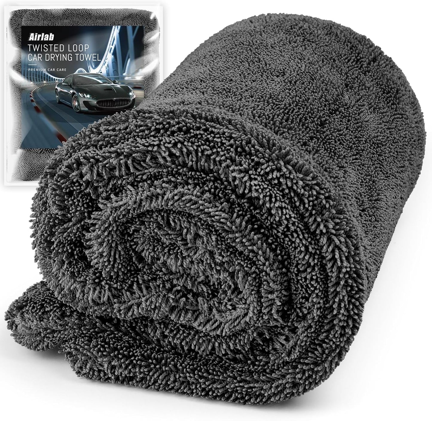 Airlab Microfiber Towels for Cars Wash Drying Super Absorbent Cleaning Cloth Auto Detailing Ultra Soft, Lint-Free, Streak-Free, 24 x 16 Inch, Pack of 1, Dark Grey, 1200 GSM