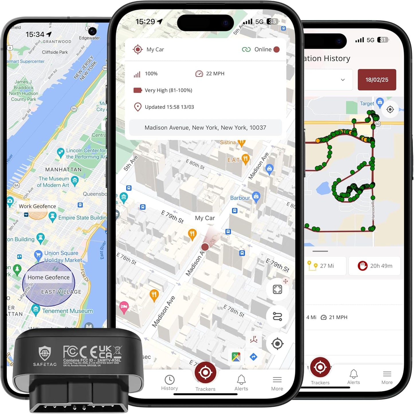 Plug - 4G LTE Car GPS Tracker, Vehicle Location Every 10-30 Seconds, Multiple GeoFences, Route Playback, Monitor Speed, Driving Behaviour, No Activation Fees, Cancel Anytime, 7 Day Free Trial
