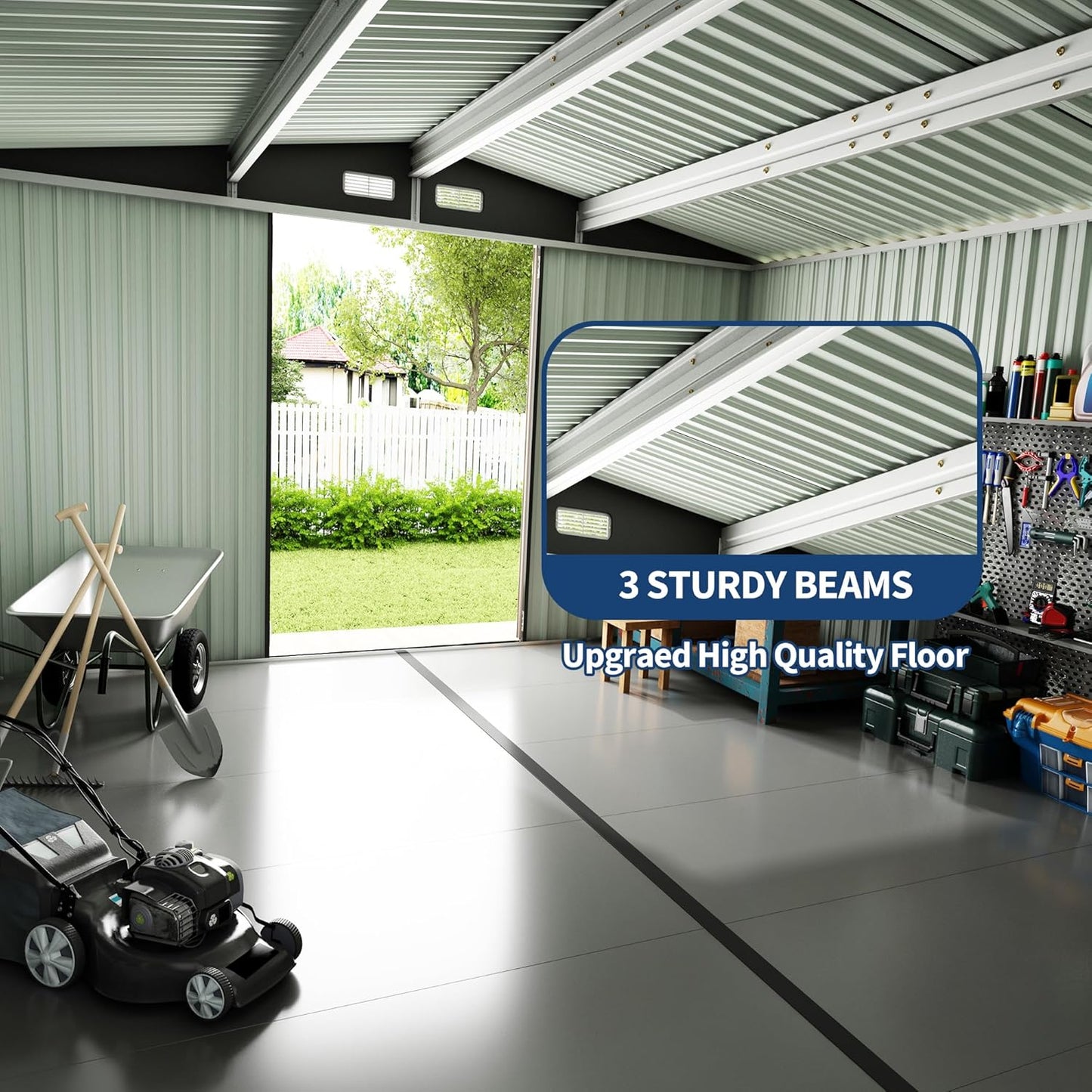 6x8 FT Metal Storage Sheds Outdoor with Floor, Metal ToolShed with Lockable Door, Metals Yard Sheds Metals Garden Shed Kit, MetalUtility Sheds Buildings with Air Vent for Backyard Garden Patio Lawn