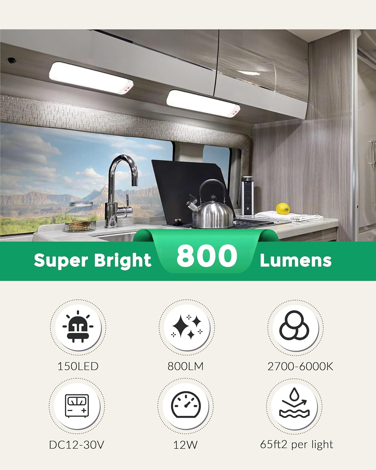 150LED 12V-30V RV Lights Interior, 12 Volt LED Lights with 3 Colors&Dimmable Brightness, Ultra Bright Ceiling Dome Light Fixture Interior for Van, Car, Camper, RV, Boat, Trailer(2700-6000K)