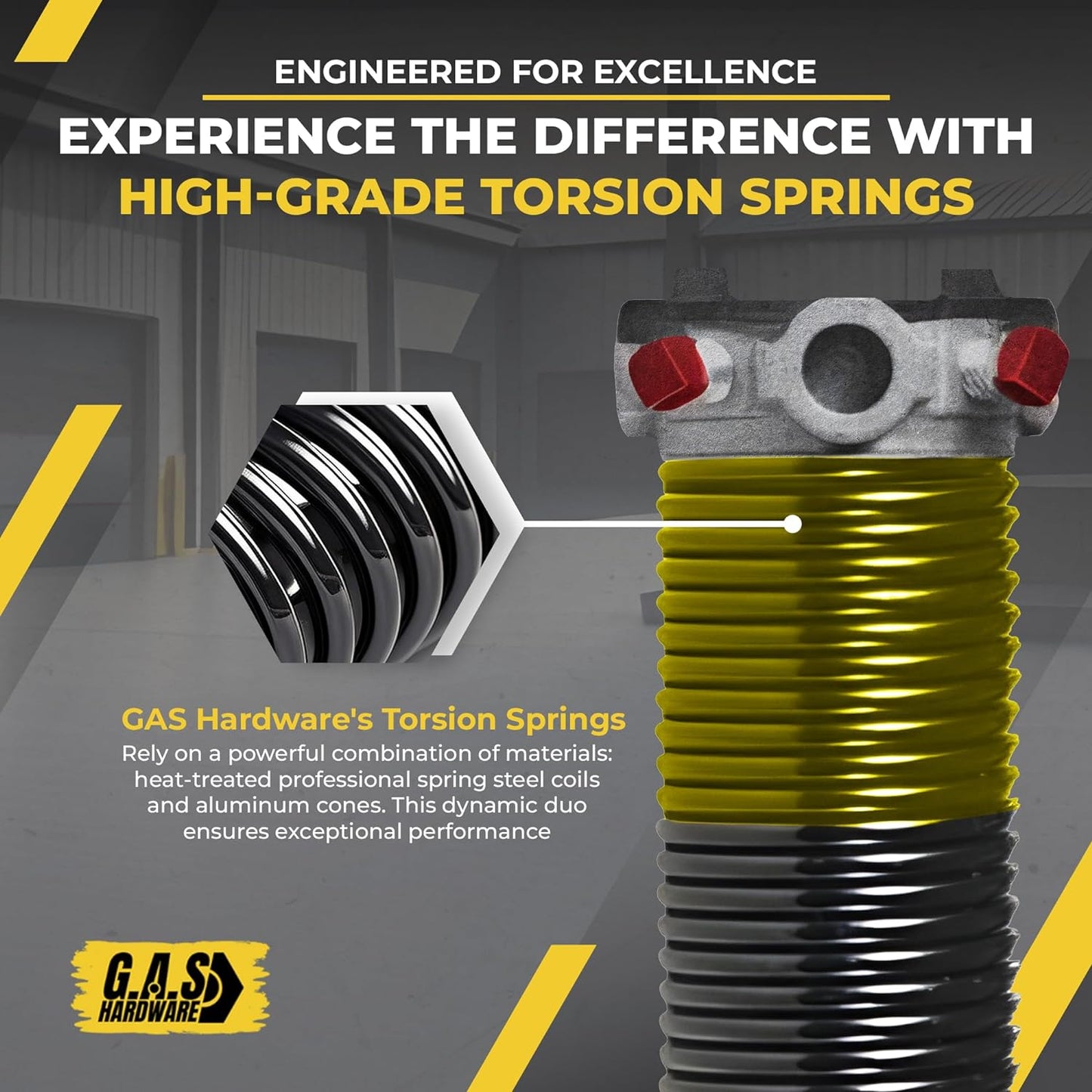 Garage Door Torsion Springs 250x2x29 Includes 1” Steel Bearing, Gloves, and Winding Bars for Left and Right Side of Garage Door Precision E-Coating 5-Year Warranty Minimum 30,000 Cycles (Pair)