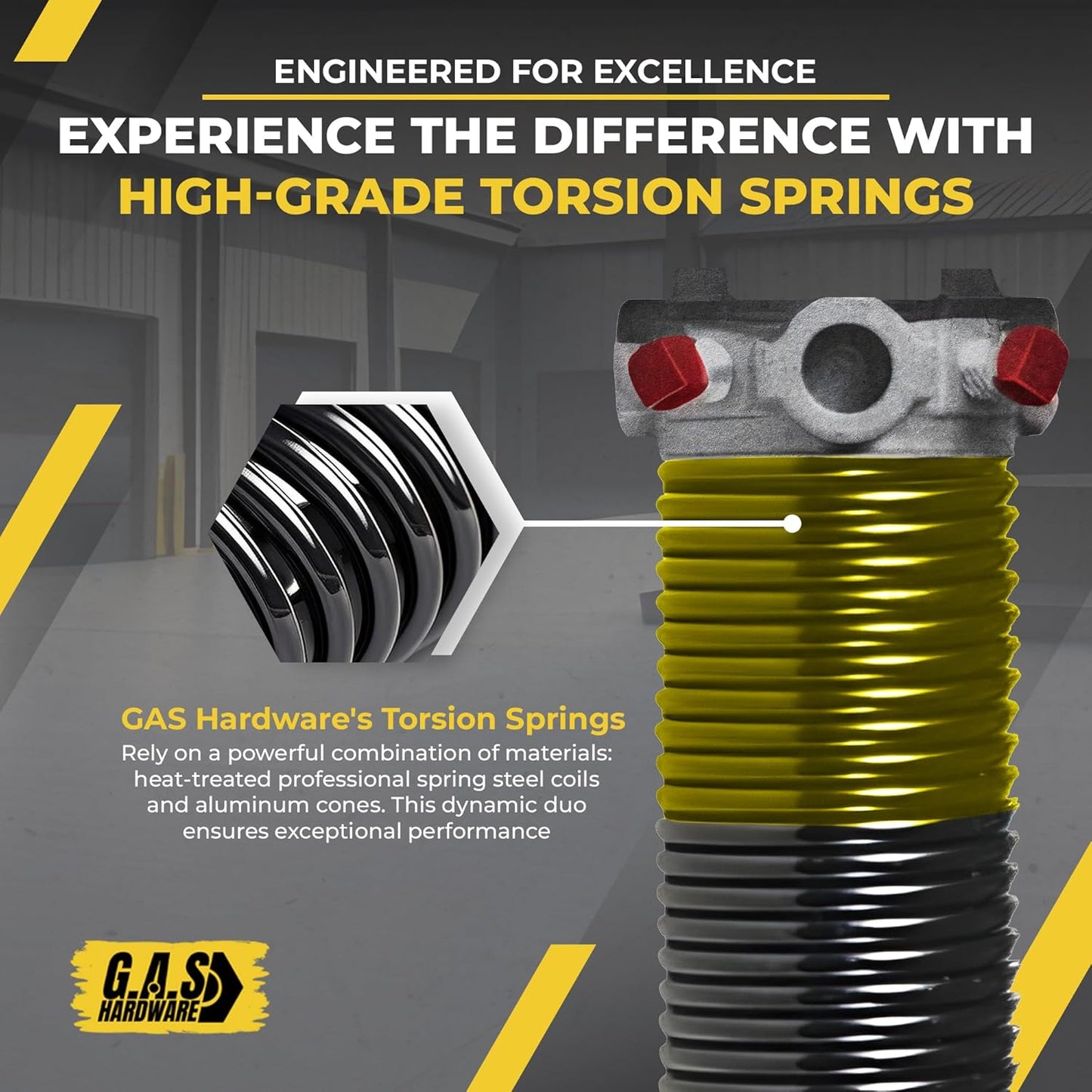 Garage Door Torsion Spring 250x1.75x35 Includes 1” Steel Bearing, Non-Slip Gloves, and Winding Bars for Left Side of Garage Door Precision E-Coating 5-Year Warranty Min. 30,000 Cycles (Red Cone)