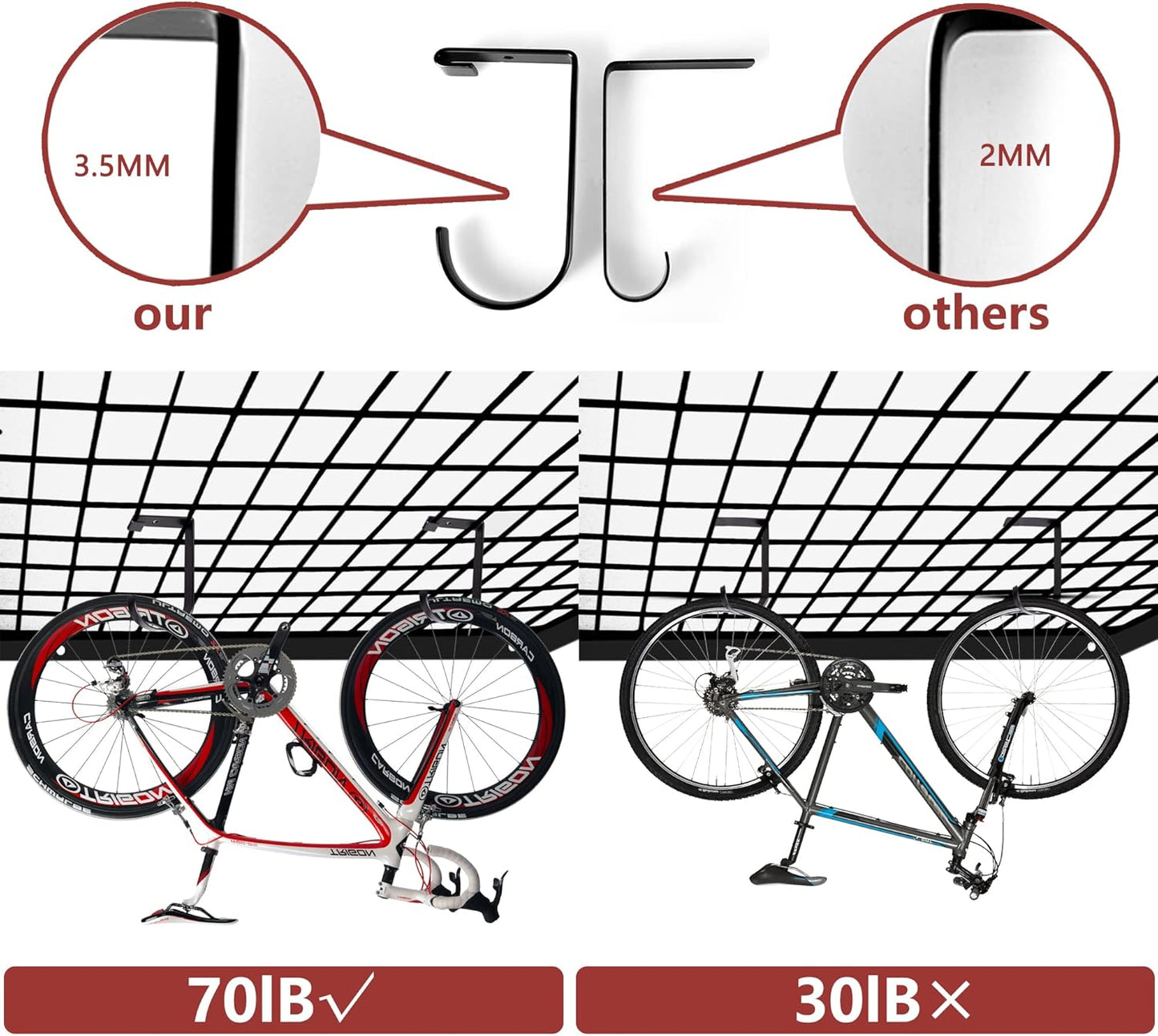 8-Pack Heavy Duty Add-On Flat Hook Accessory for Garage Ceiling Storage Rack and Wall Shelving, Alloy Steel, Black - Suitable for FLEXINOUMTS Racks and Shelves