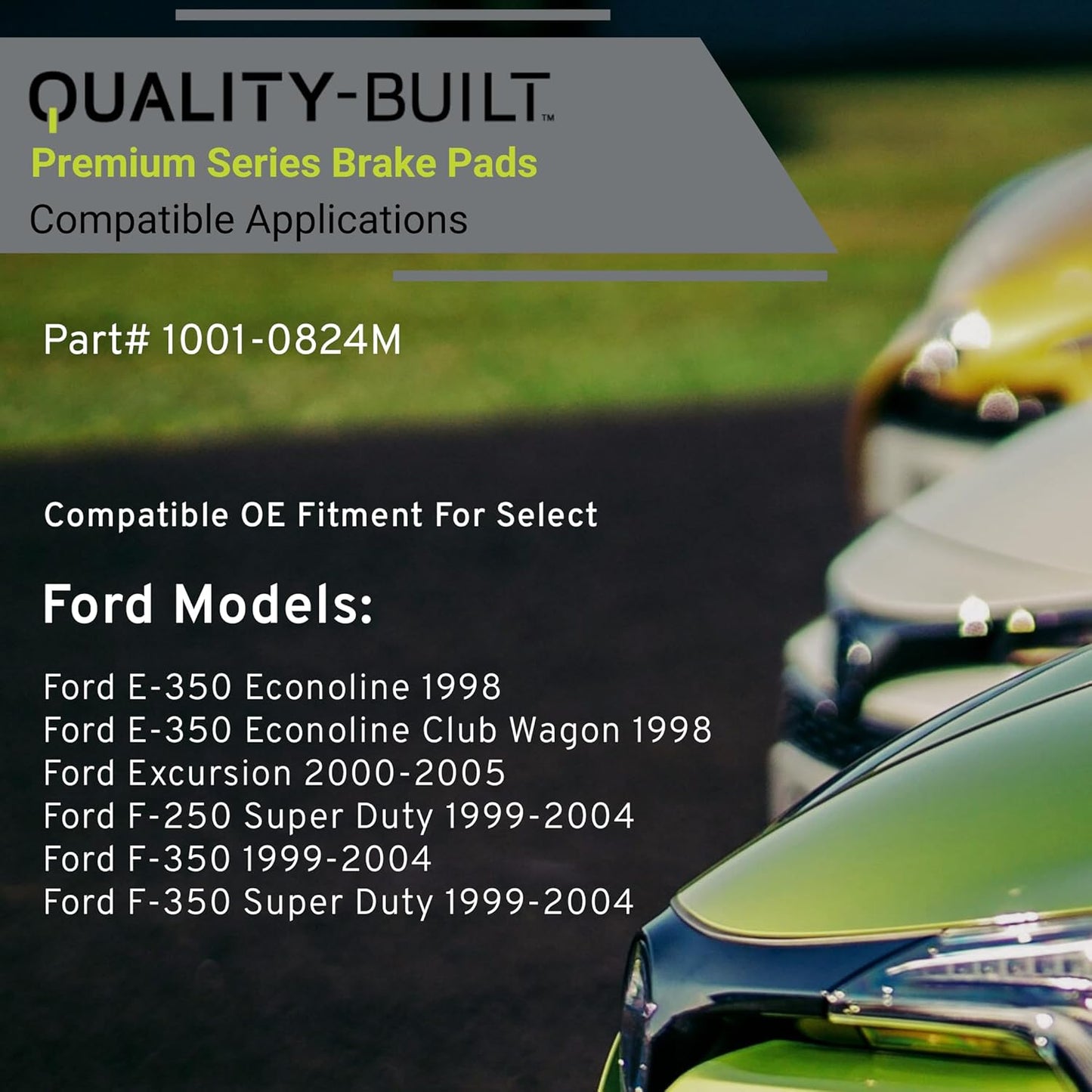 Premium Semi-Metallic Front Brake Pads (1001-0824M) Compatible with 1998-2005 Ford (E-350 Econoline/E-350 Econoline Club Wagon/Excursion/F-250 Super Duty/F-350/F-350 Super Duty)