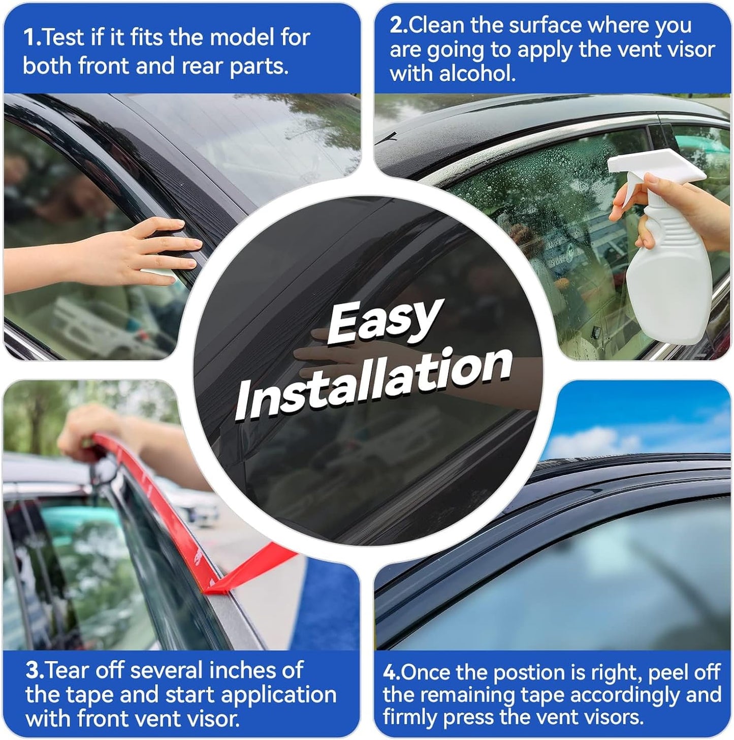 Window Visors Rain Guards for 2012 2013 2014 2015 Honda Civic, Out-Channel Window Vent Wind Deflectors Visors Shades for 12 13 14 15 Civic Sedan