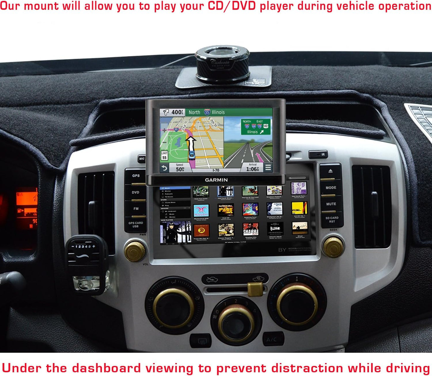 ChargerCity EasyBlade Car DVD Player CD Slot Mount & GPS Bracket Cradle for Garmin Nuvi 52 57LM 58LM 65 67 68 2689 Drive DriveSmart 50 51 52 60 61 LM LMT