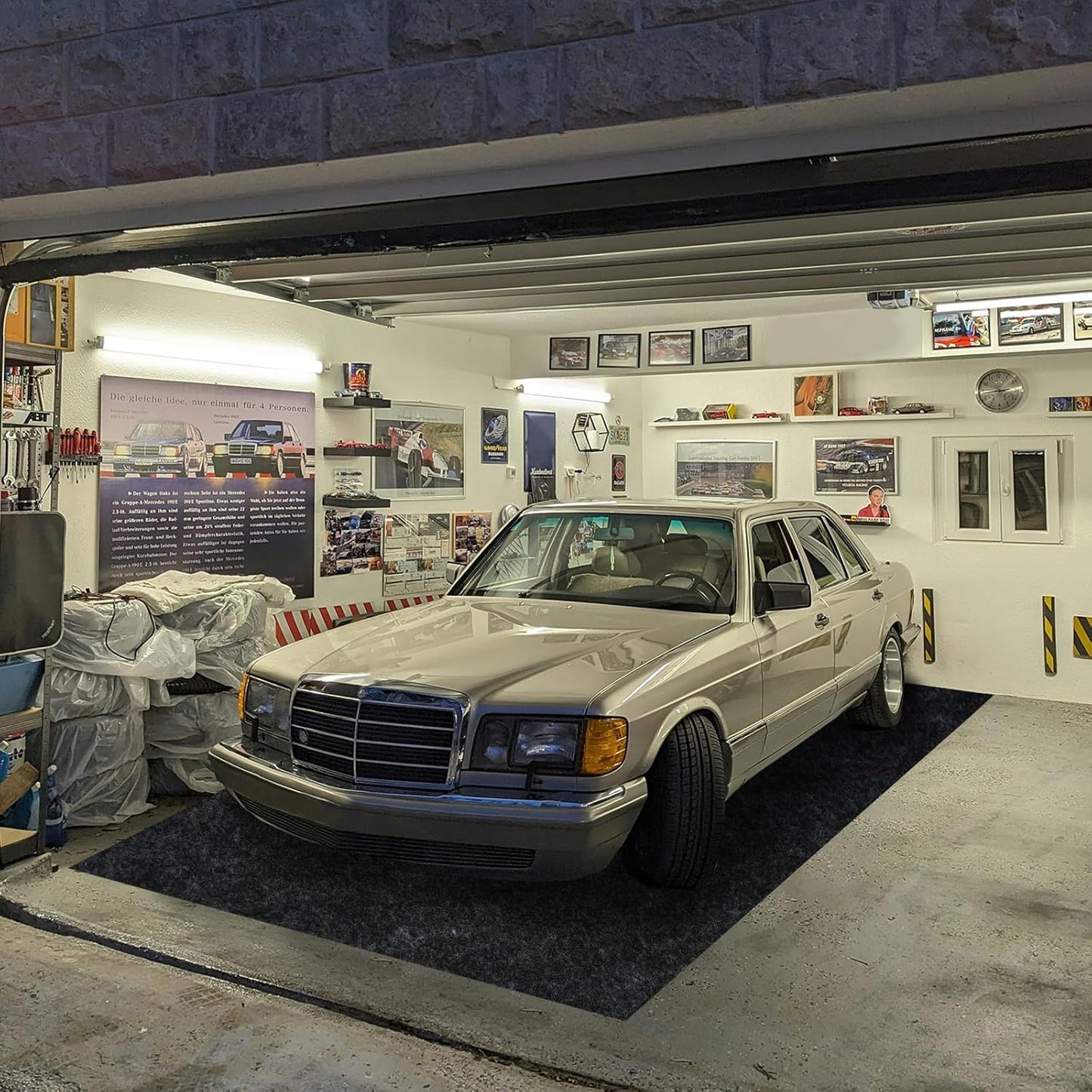 6.6'x 8.5' Garage Floor Mat & Oil Spill Mat, Heavy Duty Under Car Mat for Garage & Driveway, Protects Against Oil, Chemicals & Stains with TPE Anti-Leak Backing, Reusable & Washable