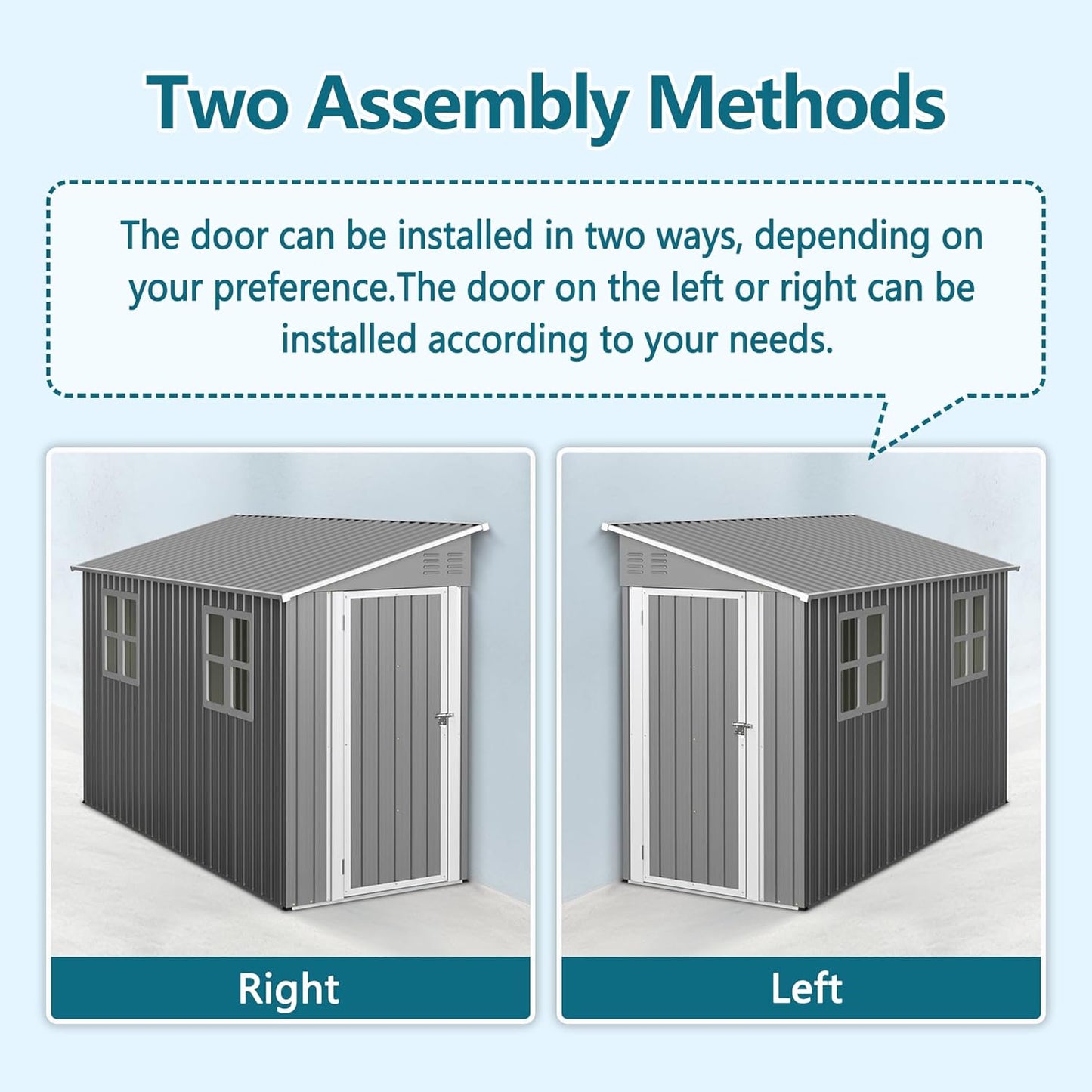 4x10 Ft Outdoor Metal Shed, Heavy-Duty Storage Shed with Floor Kit for Tools and Bikes, Lean to Shed with Left/Right Door and 2 Windows
