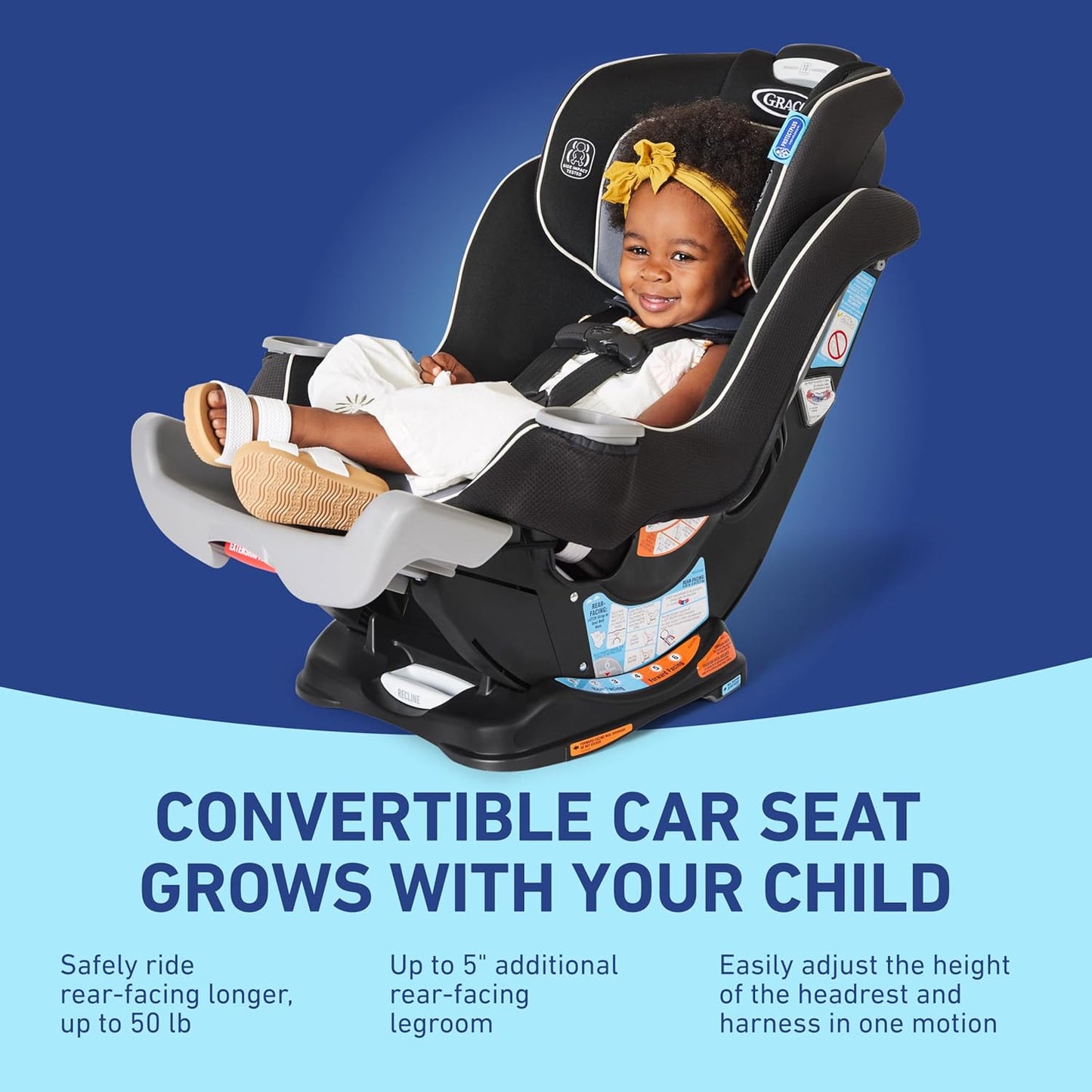 Graco Extend2Fit Kenzie, 2-in-1 Convertible Car Seat for Infants to Toddlers with Advanced Safety Features