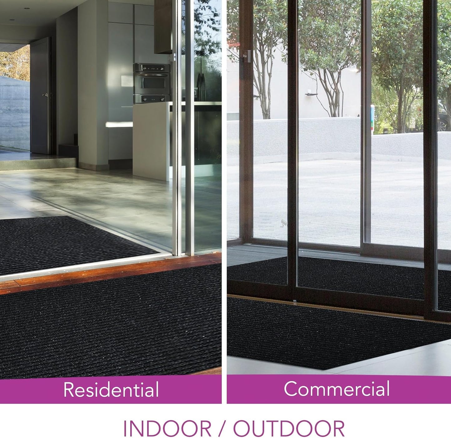 iCustomRug Spartan Weather Warrior Indoor/Outdoor Utility Ribbed Carpet Runner with Non-Slip Thermoplastic Rubber Backing, 3ft X 68ft in Black