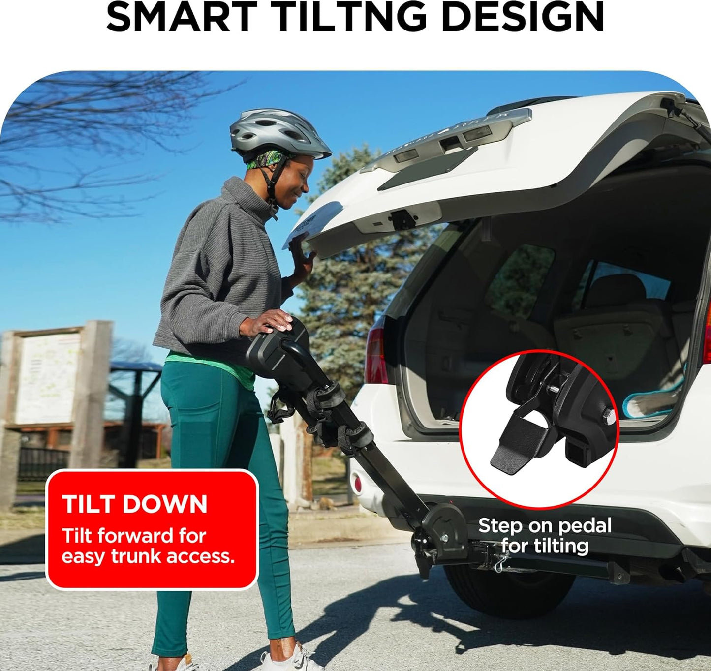 Rockland Foldable 2-Bike Rack, 80 lbs Capacity, Hitch Mount Bike Rack with Adjustable Pedal, Bike Carrier Rack for 1.25" and 2" Receiver for Cars SUVs Vans RVs