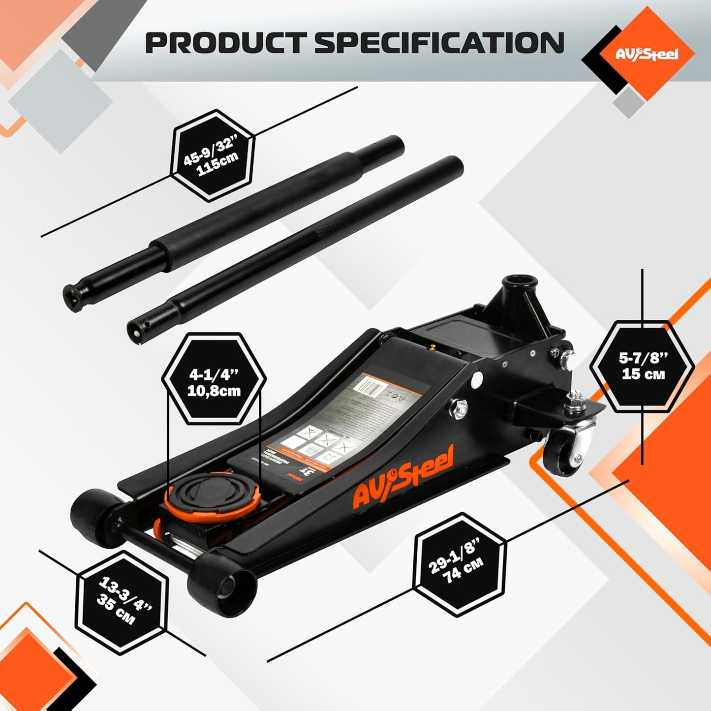 Low Profile Floor Jack 3 Ton (6600 lbs), Heavy Duty Hydraulic Jack for Car, Heavy-Duty Floor Jack with Dual Pistons Quick Lift Pump, Car Floor Jack with Lifting Range 3-1/8'' to 19-7/8''