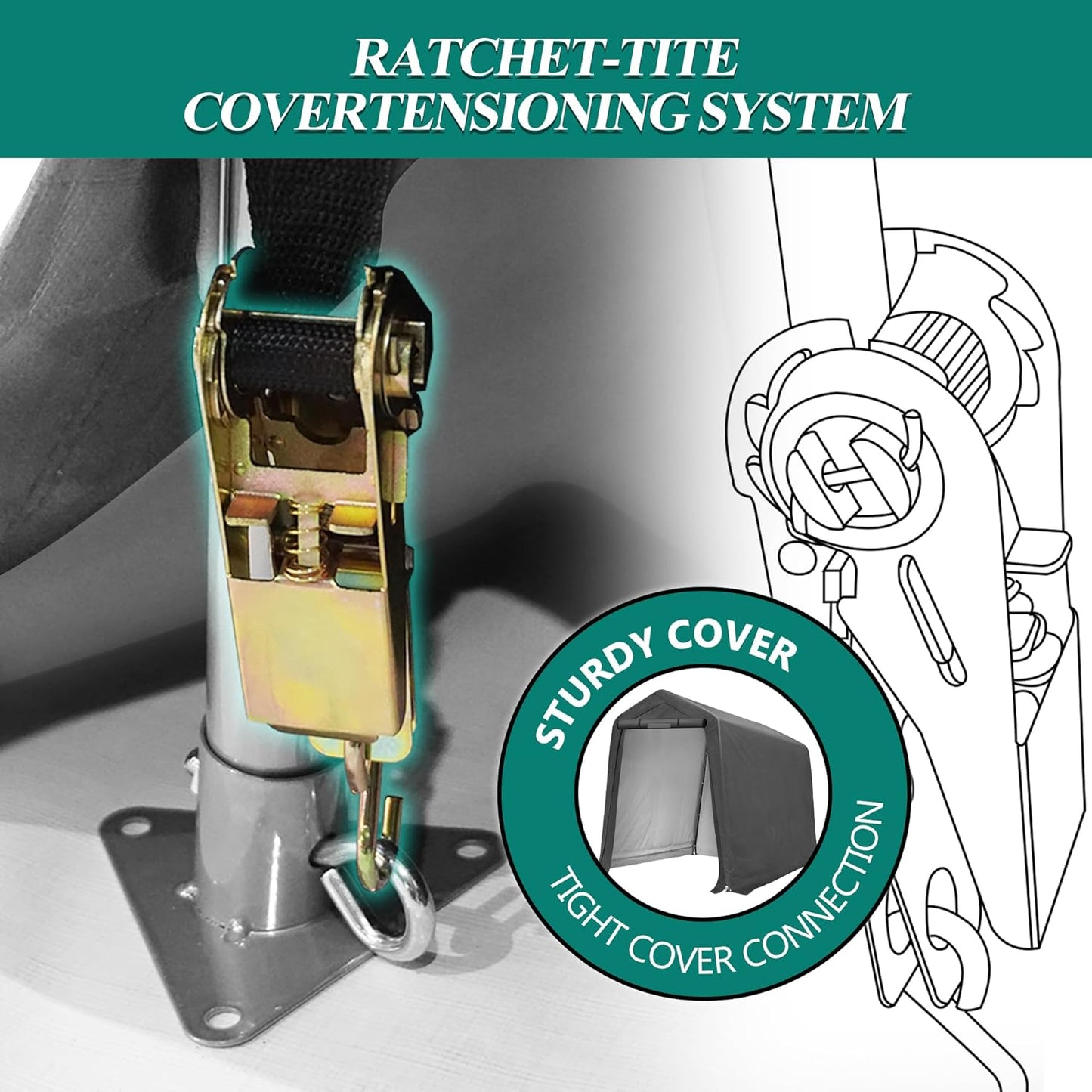 6' x 7' Outdoor Storage Shelter Shed- Heavy Duty Storage Tent with Roll-up Ventilated Windows, Portable Garage Storage shed for Bike, ATV, Motorcycle Shelter, Gray