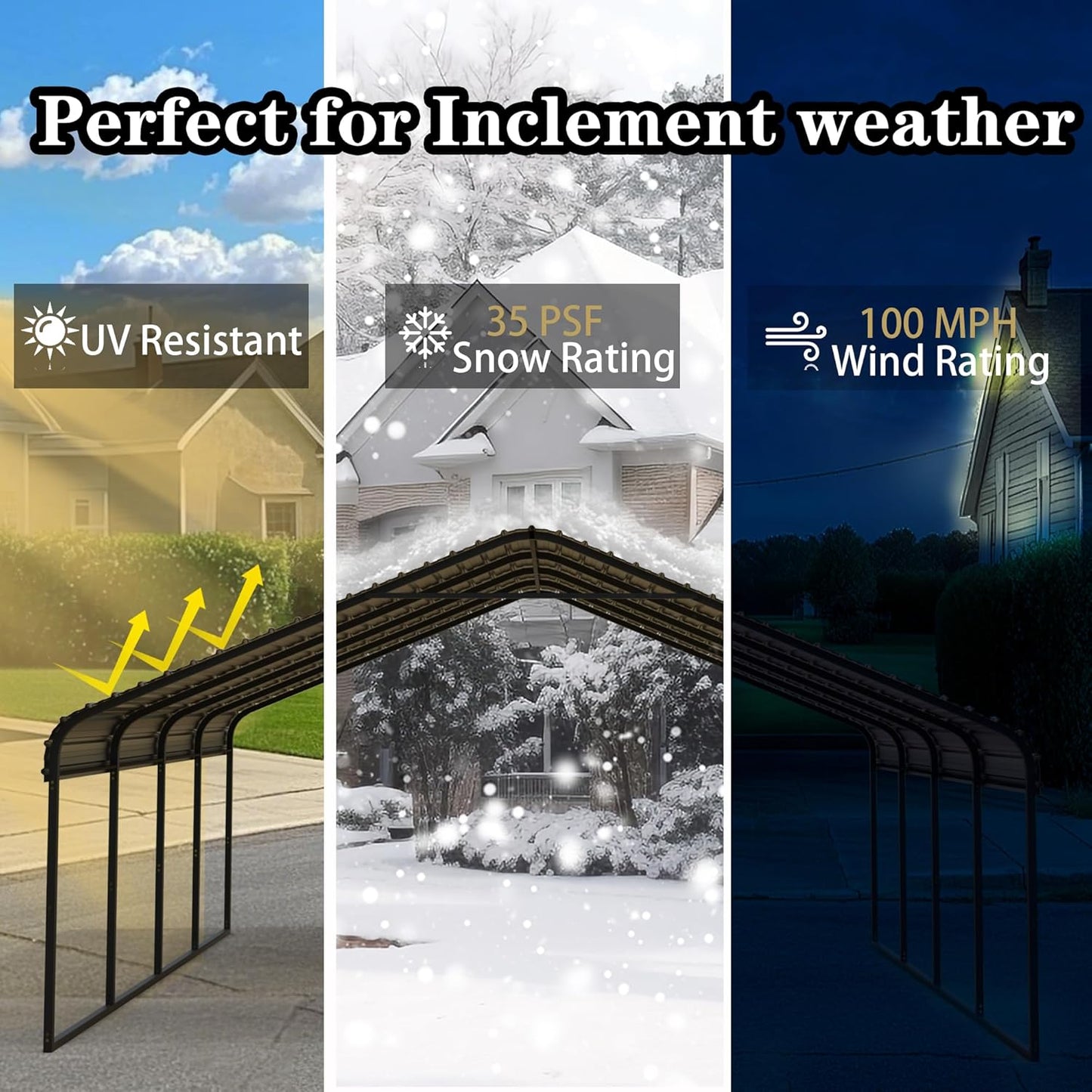 Heavy Duty Metal Carport 20x20 ft Galvanized Steel Frame RV Carport Storage All Weather Shelter Easy Assembly for 2 Car Extra Large Canopy for Dual Vehicle Boat Protection Garage Party Tent