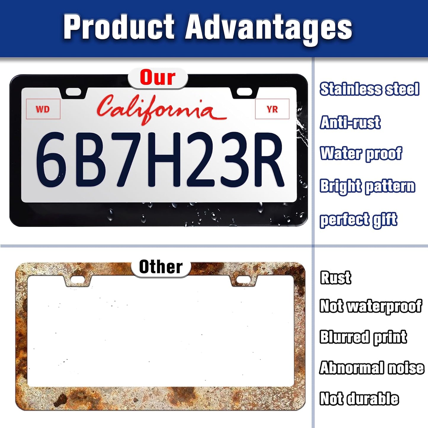 Snow Mountains License Plate Frame Starry Sky Mountain Forest License Plate Holders Funny Stainless Steel Auto Accessory Bracket 2 Hole with Screws for US Vehicles 6x12 Inch