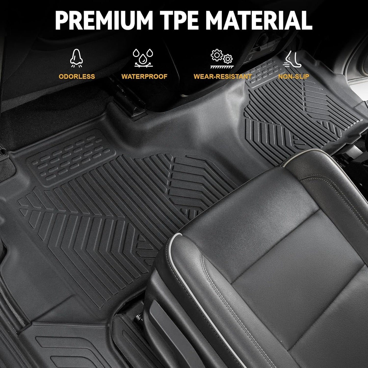 Floor Mats Set for 2021-2025 Chevy Suburban 7 Seats/GMC Yukon XL Accessories, Full Coverage All Weather Floor Mats Cargo Mat with 3rd Row Backrest Protectors & Door Sill Guards