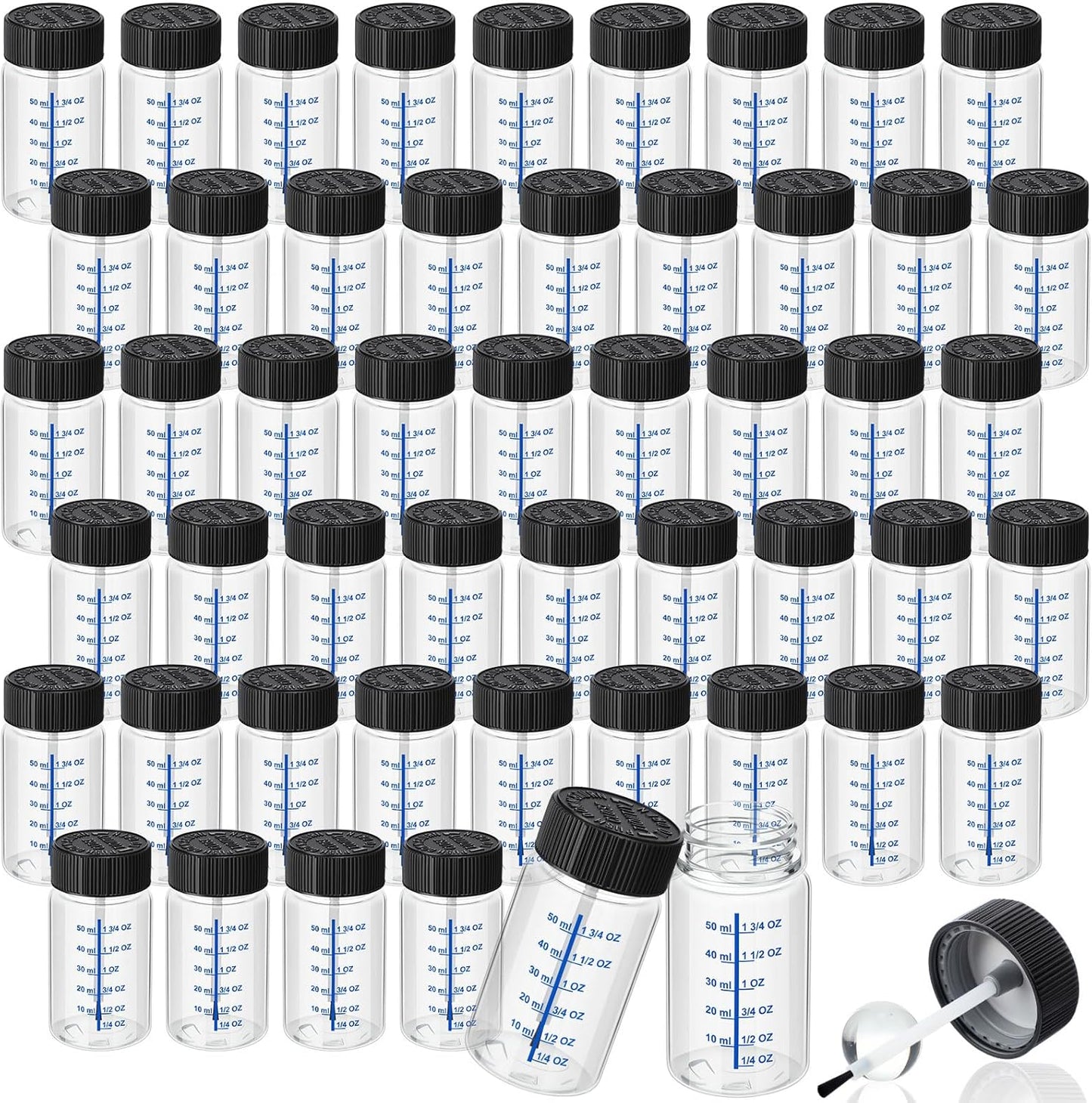 Mumufy 60 Pcs Touch up Paint Bottles with Brush and Lid Empty Touch up Bottle with Mixing Balls 2 oz Fluid Capacity Leftover Paint Container for Car Scratches Repair (Clear)