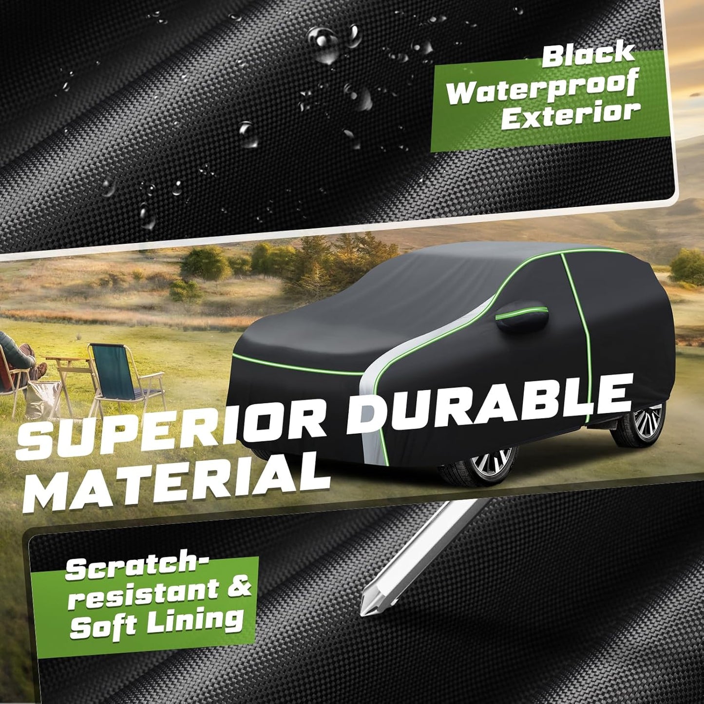 Mixsuper Liner Car Cover for Forester 2009-2026, All Weather Car Cover for Forester, 7 Layers Waterproof Full Car Covers with Zipper Door Reflective Strips