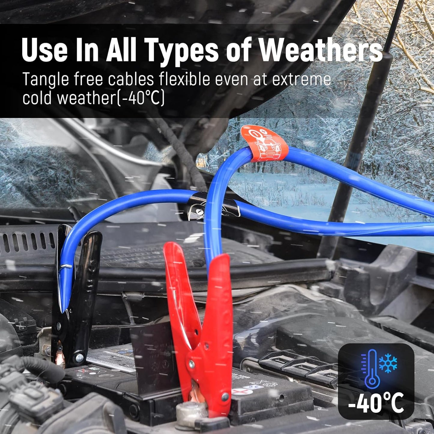 TOPDC Jumper Cables,1 Gauge 25 Feet 800A Booster Cables with UL-Listed Clamps, Heavy Duty Automotive Quick Connect Booster Cables for Car, SUV and Trucks with Carry Bag