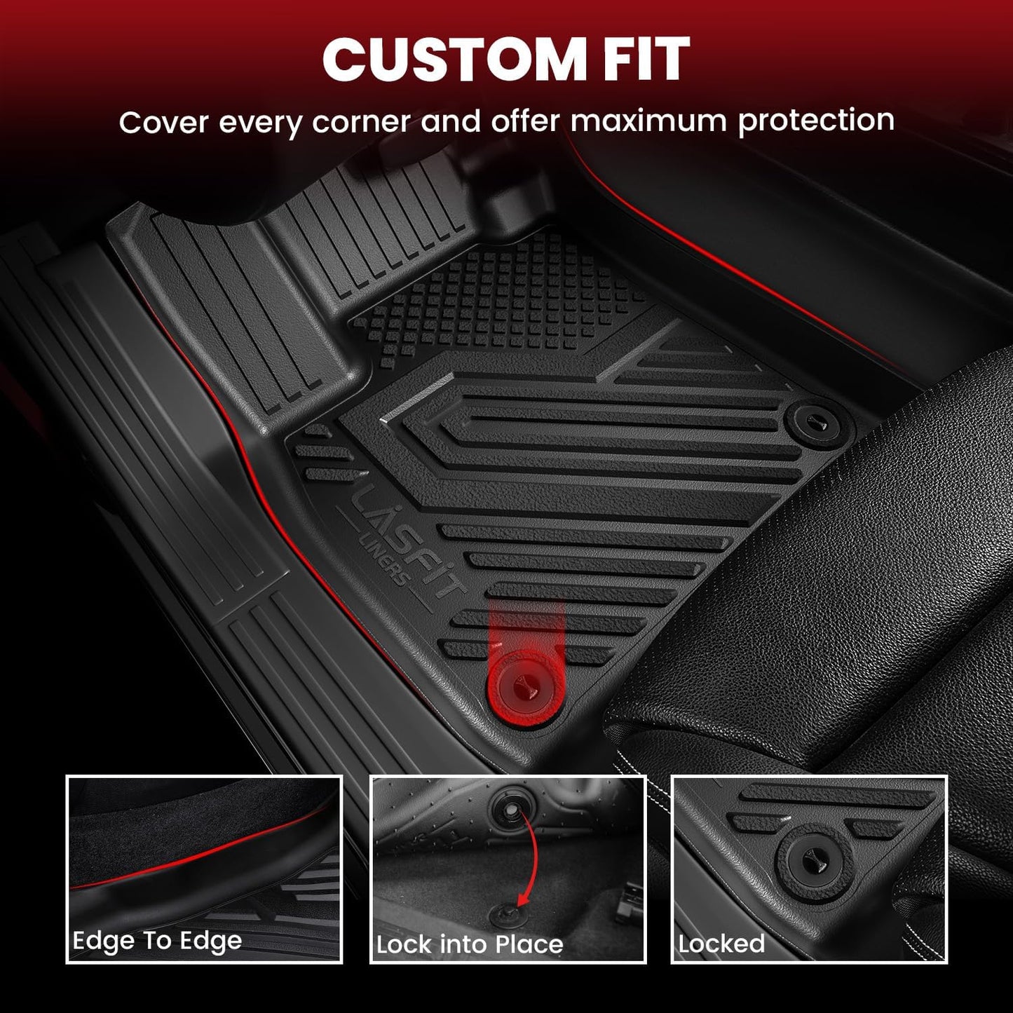 LASFIT Floor Mats for Chevy Traverse 2009-2017(Only 7 Seat)/Buick Enclave 2008-2017(Only 7 Seat)/Saturn Outlook 2008-2010(Only 7 Seat)/GMC Acadia 2007-2016 & Acadia Limited 2017(Only 7 Seat)