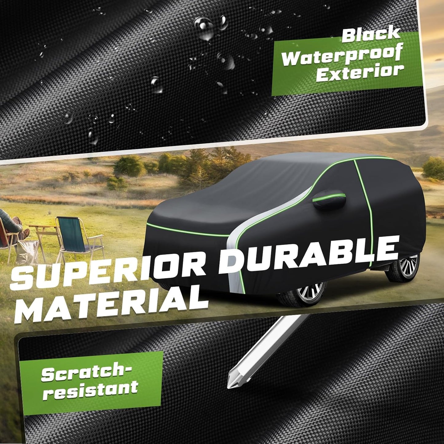 Mixsuper Liner Car Cover for Chevrolet Equinox/GMC Terrain 2005-2026, 7 Layers Full Car Cover All Weather Car Covers for Chevy Equinox, Waterproof Outdoor Cover with Zipper Door Reflective Strips