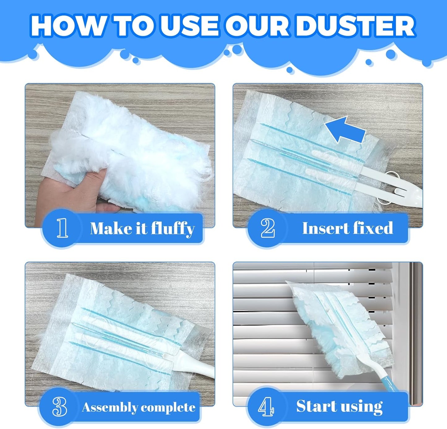 Duster Refills Compatible with Swiffer Heavy Duty Duster Refill,3 Handles+30 Count Dusters for Swiffer Duster Kit, Dusters for Cleaning/Car/Electronics/Furniture/Blinds/Ceiling Fan Cleaner