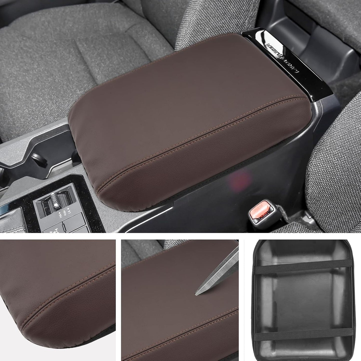 SXCY for 2024 2025 Land Cruiser Armrest Cover for Toyota Land Cruiser 2025 Center Console Cover 2024 2025 Land Cruiser Center Console Cover for 2025 Land Cruiser (Tan Line (Thin))