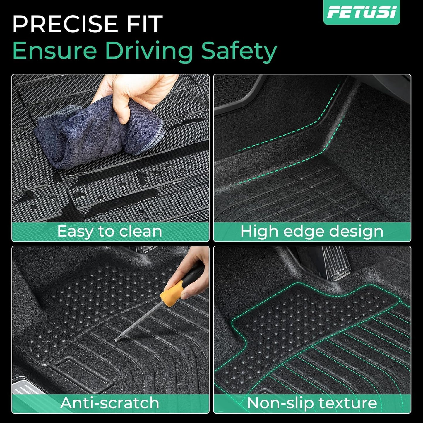 Floor Mats & Cargo Liner Set Custom Fit for Mazda CX-50 2023 2024 2025, All Weather Protection for Car Mats Anti-Slip TPE Odorless Floor Liners Mazda CX-50 Accessories Waterproof Trunk Mat, Black