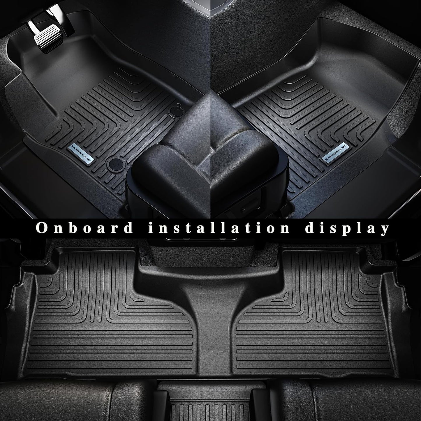 Floor Mats & Trunk mat for 2021-2024 2025 Chevrolet Suburban 8 Seats with 2nd Row Bench Seats（not fit 7 Seats）/GMC Yukon(Only Fit XL)，TPE Floor Liners & Trunk mat for Chevy Suburban