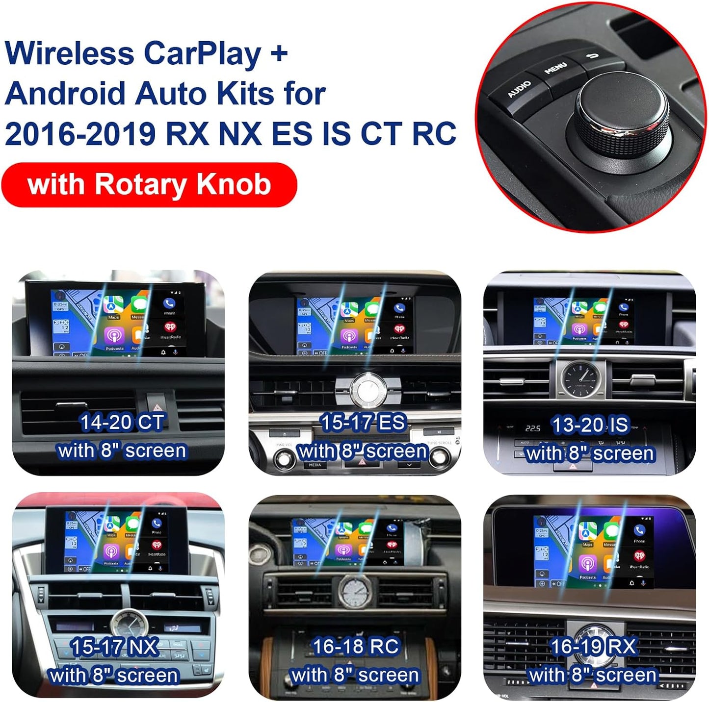 LVDS Wireless Wired CarPlay for Lexus RX ES NX CT is RC OEM Rotary Knob Controller, Add On Car Play, Support Wireless Android Auto Retaining The Factory Operation System