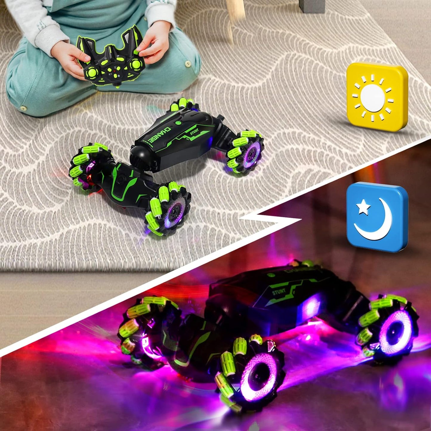 LiJiaHPK Gesture Control RC Car with Fog Spray 360° Stunt Flips & LED Lights Remote Control Toy for Kids Ages 5-7 STEM Learning Gift for Boys Girls