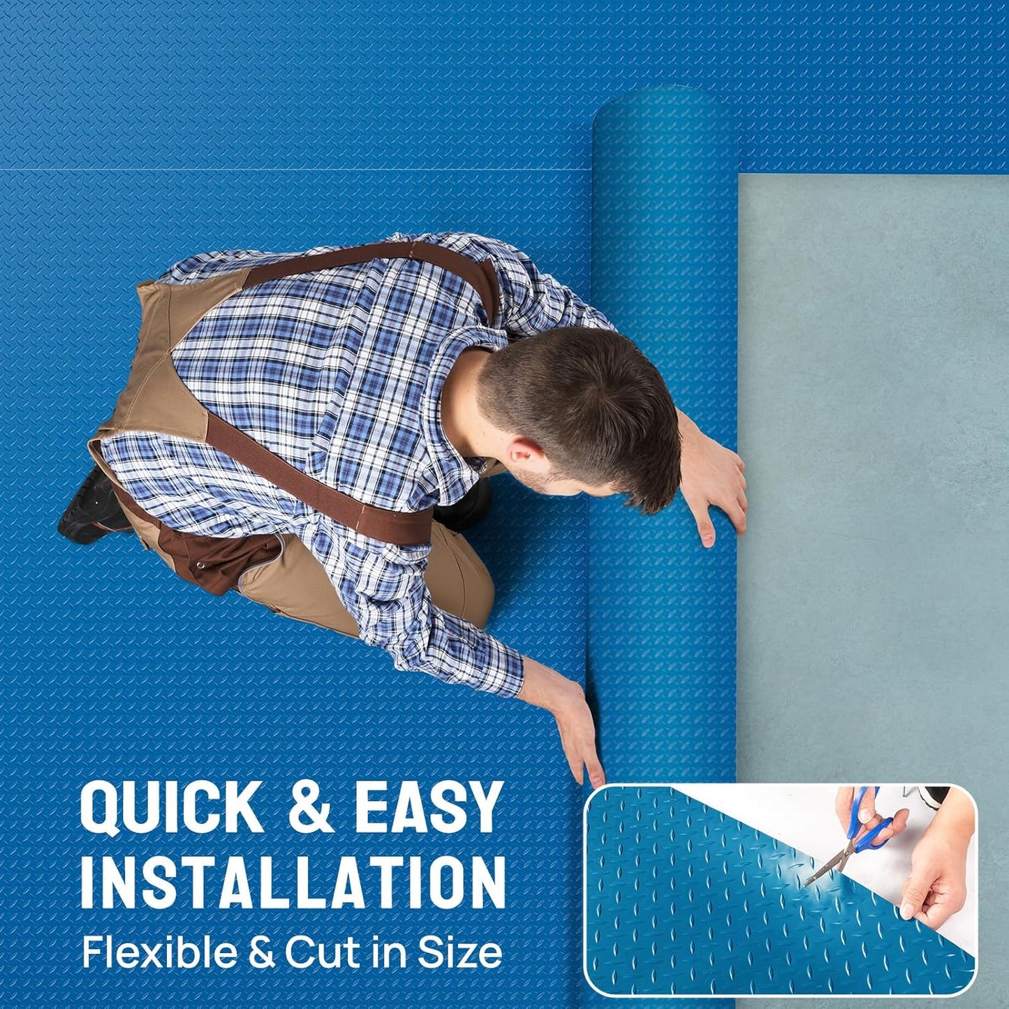 TUFFIOM 7.5 x 17 FT Garage Floor Mat, Thickened Diamond Plate PVC Garage Mats Flooring Roll for Under Car, Garage Car Parking Mats for Compact SUVS, Sports Car