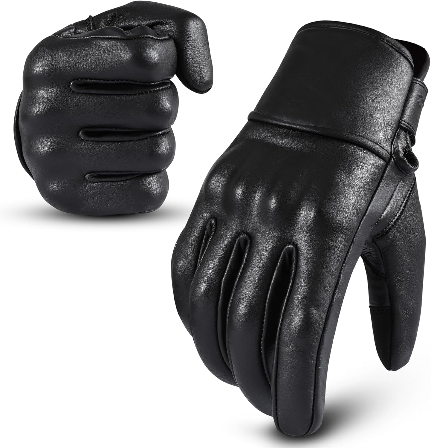 aasportx Motorcycle Gloves - Men's Leather Motorbike Gloves with Touchscreen Function - Non-Slip Pads for Men & Women