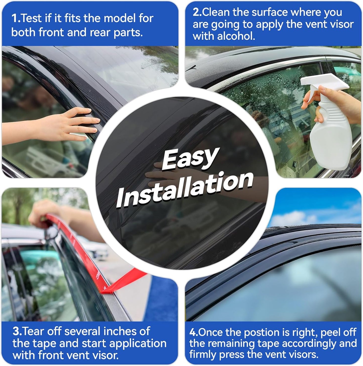 Window Visors Rain Guards Shield for 2003-2009 Hummer H2, Out-Channel Window Vent Wind Deflectors Visors Shades for 03-09 Hummer H2