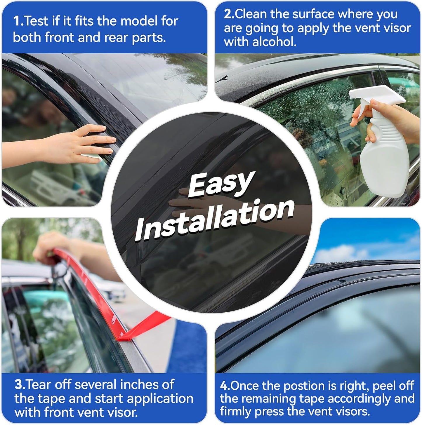 Window Visors Rain Guards Shield for 1992-1996 Toyota Camry, Out-Channel Window Vent Wind Deflectors Visors Shades for 92-96 Camry